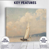 Elegant White Sailboat Calm Coastal Seascape Painting Canvas Wall Art Print Decor Picture Ready to Hang