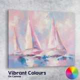 Pastel Pink Sailboats Abstract Coastal Seascape Canvas Wall Art Print Decor Picture Ready to Hang