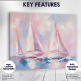 Pastel Pink Sailboats Abstract Coastal Seascape Canvas Wall Art Print Decor Picture Ready to Hang
