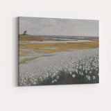 White Coastal Wildflower Marsh Landscape Painting Canvas Wall Art Print Decor Picture Ready to Hang