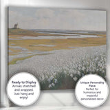 White Coastal Wildflower Marsh Landscape Painting Canvas Wall Art Print Decor Picture Ready to Hang