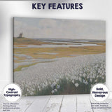 White Coastal Wildflower Marsh Landscape Painting Canvas Wall Art Print Decor Picture Ready to Hang