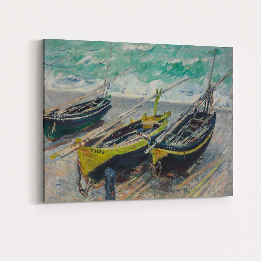 Colourful Fishing Boats Coastal Harbour Impressionist Painting Canvas Wall Art Print Decor Picture Ready to Hang