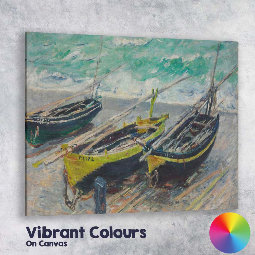 Colourful Fishing Boats Coastal Harbour Impressionist Painting Canvas Wall Art Print Decor Picture Ready to Hang