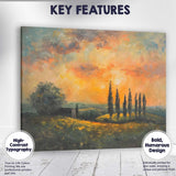 Golden Sunset Cypress Trees Rustic Countryside Impressionist Landscape Canvas Wall Art Print Decor Picture Ready to Hang