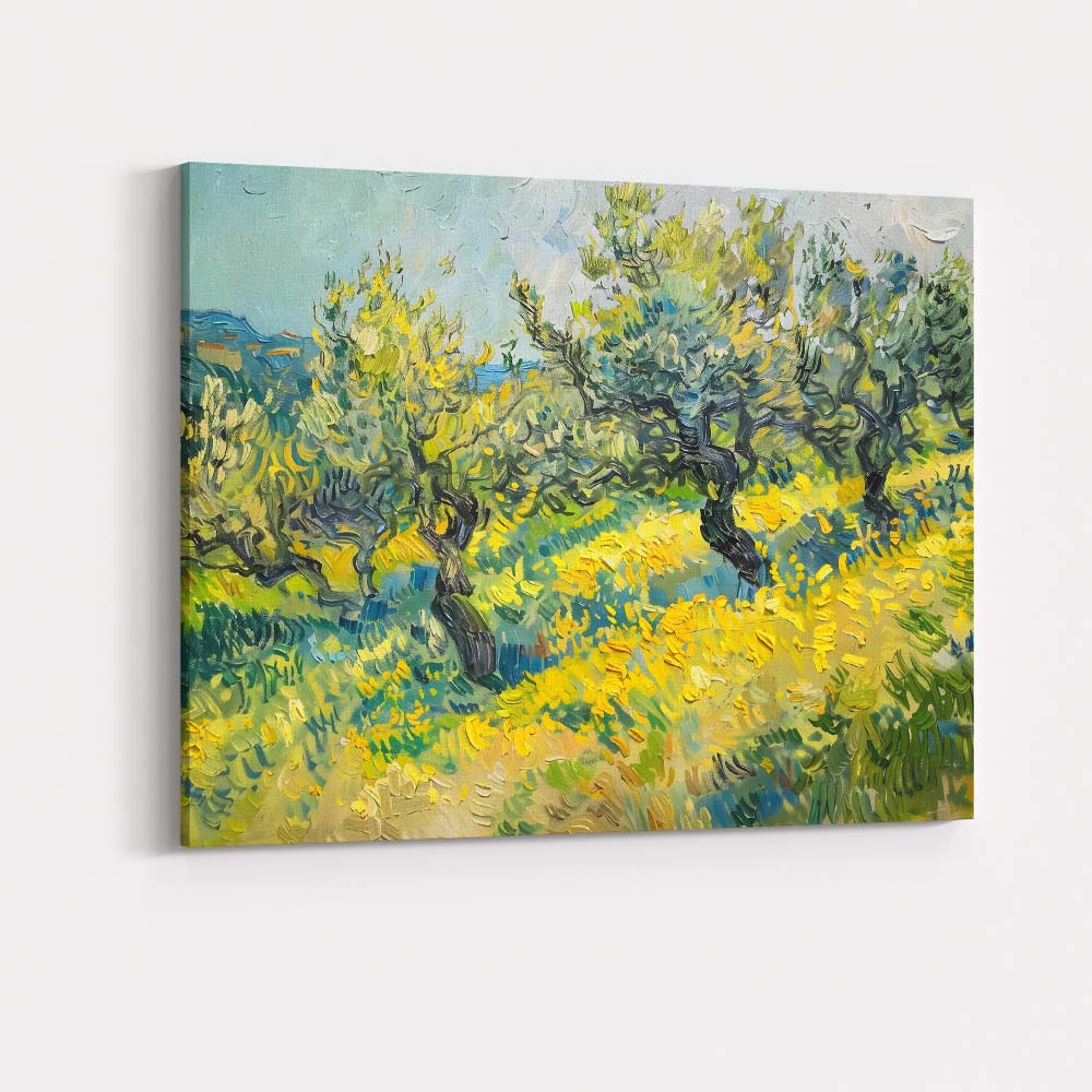 Vibrant Olive Grove Mediterranean Countryside Impressionist Landscape Canvas Wall Art Print Decor Picture Ready to Hang