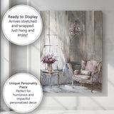 Elegant French Country Armchair Window Interior Painting Canvas Wall Art Print Decor Picture Ready to Hang