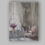 Elegant French Country Armchair Window Interior Painting Canvas Wall Art Print Decor Picture Ready to Hang
