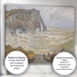 Impressionist Coastal Sea Cliffs Stormy Waves Fishing Boats Canvas Wall Art Print Decor Picture Ready to Hang