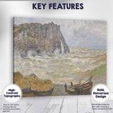 Impressionist Coastal Sea Cliffs Stormy Waves Fishing Boats Canvas Wall Art Print Decor Picture Ready to Hang