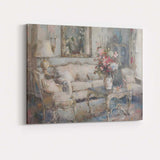 Elegant French Country Living Room Floral Interior Painting Canvas Wall Art Print Decor Picture Ready to Hang