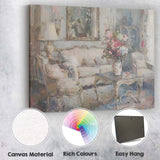 Elegant French Country Living Room Floral Interior Painting Canvas Wall Art Print Decor Picture Ready to Hang