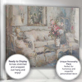 Elegant French Country Living Room Floral Interior Painting Canvas Wall Art Print Decor Picture Ready to Hang
