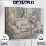 Elegant French Country Living Room Floral Interior Painting Canvas Wall Art Print Decor Picture Ready to Hang