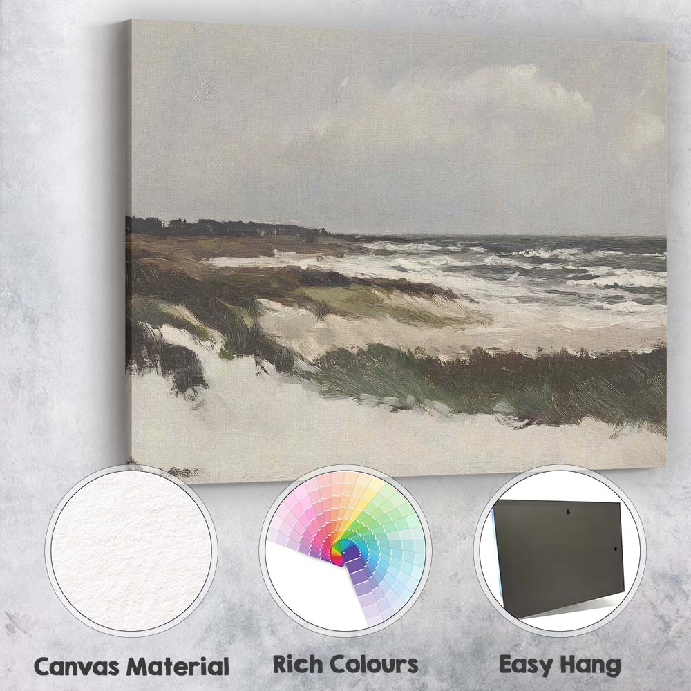 Abstract Coastal Dunes Windswept Seascape Impressionist Landscape Canvas Wall Art Print Decor Picture Ready to Hang