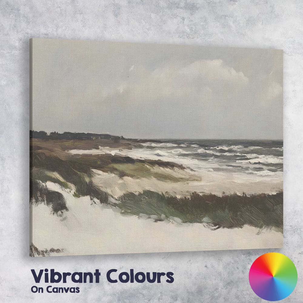 Abstract Coastal Dunes Windswept Seascape Impressionist Landscape Canvas Wall Art Print Decor Picture Ready to Hang
