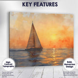 Golden Sunset Sailboat Watercolour Ocean Seascape Canvas Wall Art Print Decor Picture Ready to Hang