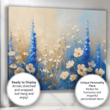 Blue Delphinium White Wildflower Meadow Impressionist Floral Canvas Wall Art Print Decor Picture Ready to Hang