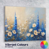 Blue Delphinium White Wildflower Meadow Impressionist Floral Canvas Wall Art Print Decor Picture Ready to Hang