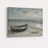 Moody Beach Fishing Boat Coastal Seascape Landscape Canvas Wall Art Print Decor Picture Ready to Hang