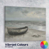 Moody Beach Fishing Boat Coastal Seascape Landscape Canvas Wall Art Print Decor Picture Ready to Hang