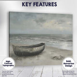 Moody Beach Fishing Boat Coastal Seascape Landscape Canvas Wall Art Print Decor Picture Ready to Hang