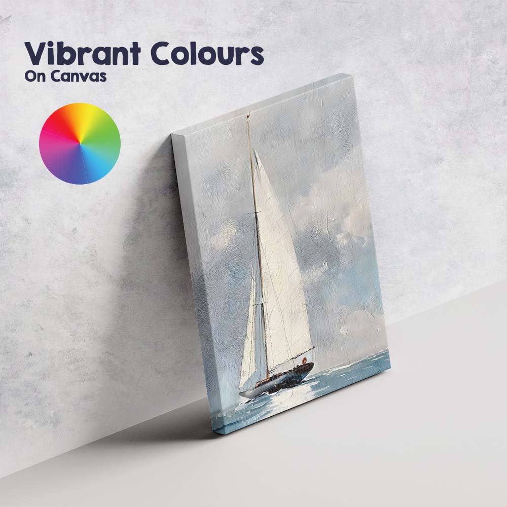 Elegant White Sailboat Minimalist Coastal Seascape Canvas Wall Art Print Decor Picture Ready to Hang
