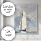 Elegant White Sailboat Minimalist Coastal Seascape Canvas Wall Art Print Decor Picture Ready to Hang