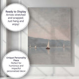 Serene Misty Lake Sailboats Coastal Landscape Canvas Wall Art Print Decor Picture Ready to Hang