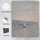 Serene Misty Lake Sailboats Coastal Landscape Canvas Wall Art Print Decor Picture Ready to Hang