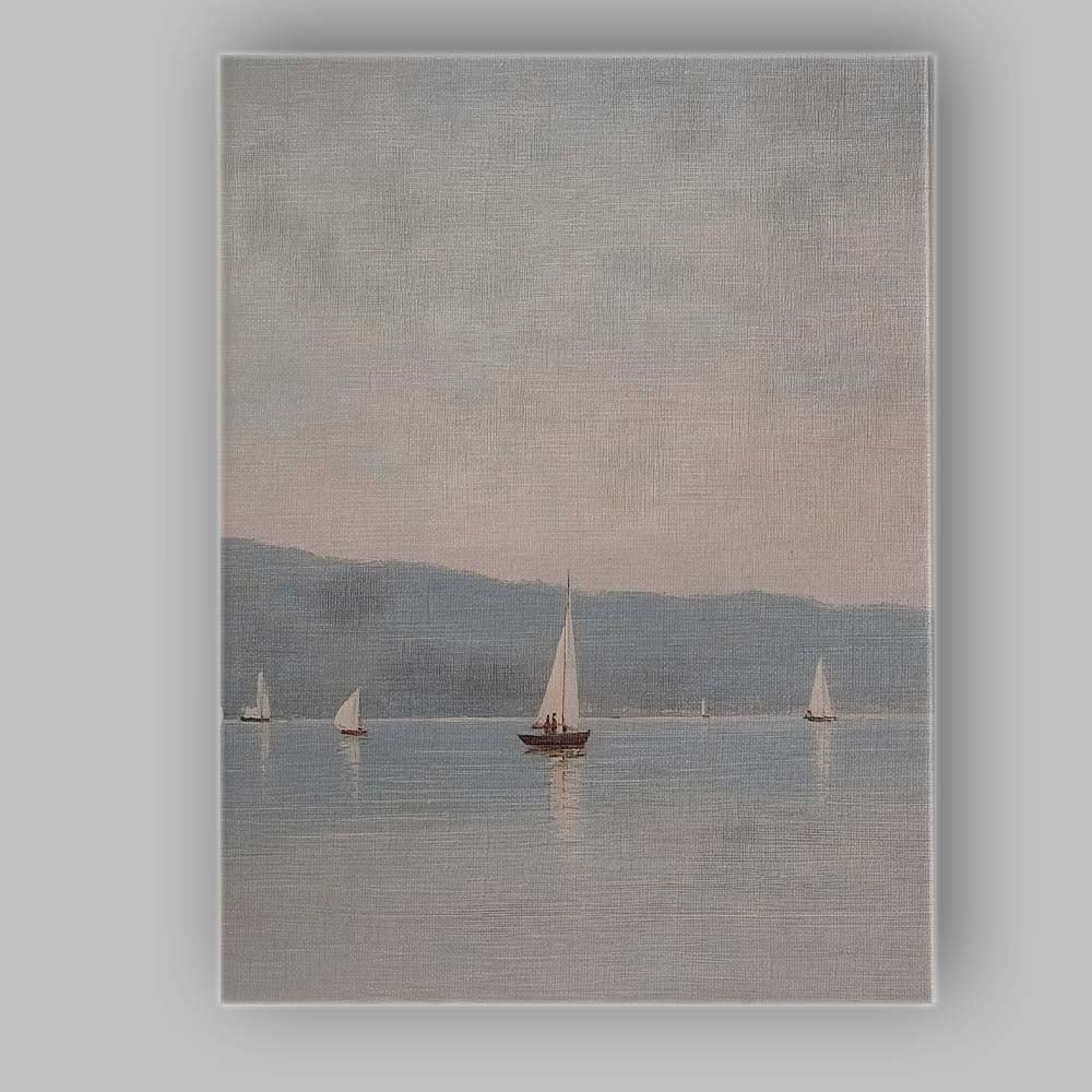Serene Misty Lake Sailboats Coastal Landscape Canvas Wall Art Print Decor Picture Ready to Hang