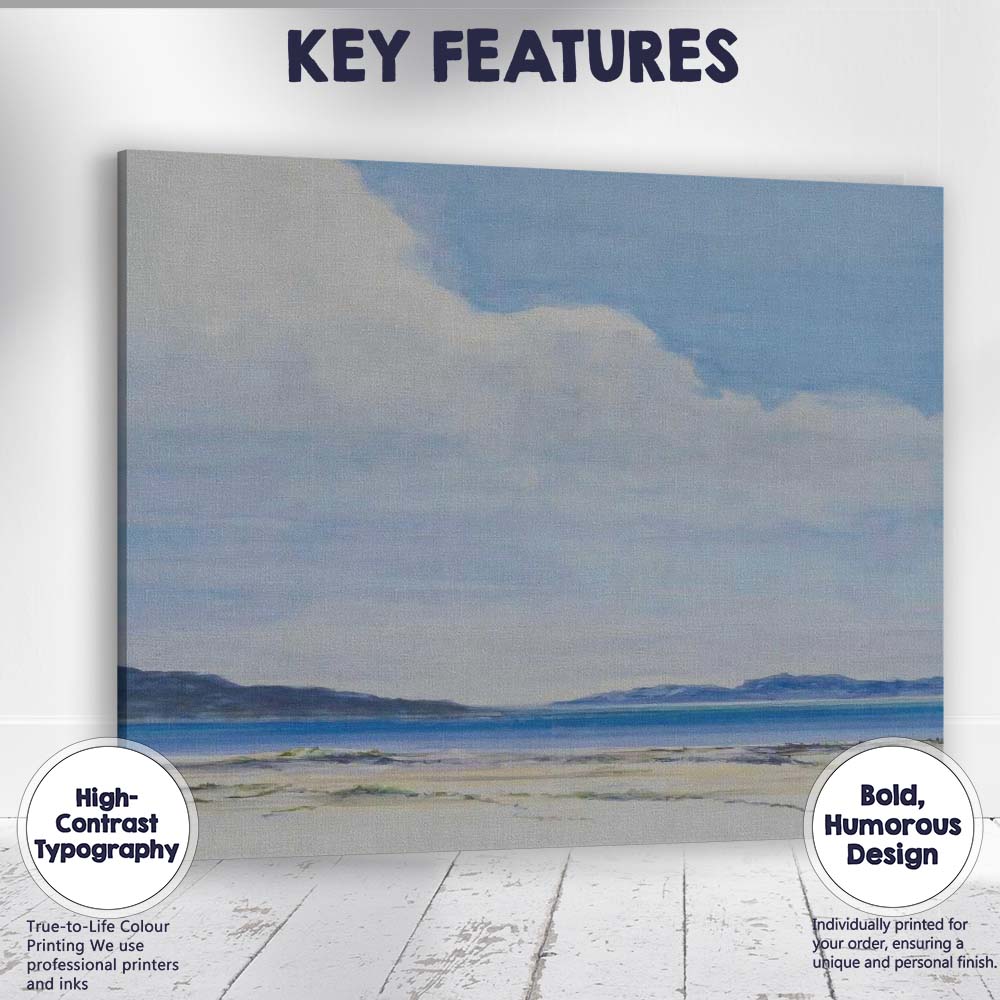 Minimalist Blue Coastal Horizon Beach Seascape Canvas Wall Art Print Decor Picture Ready to Hang