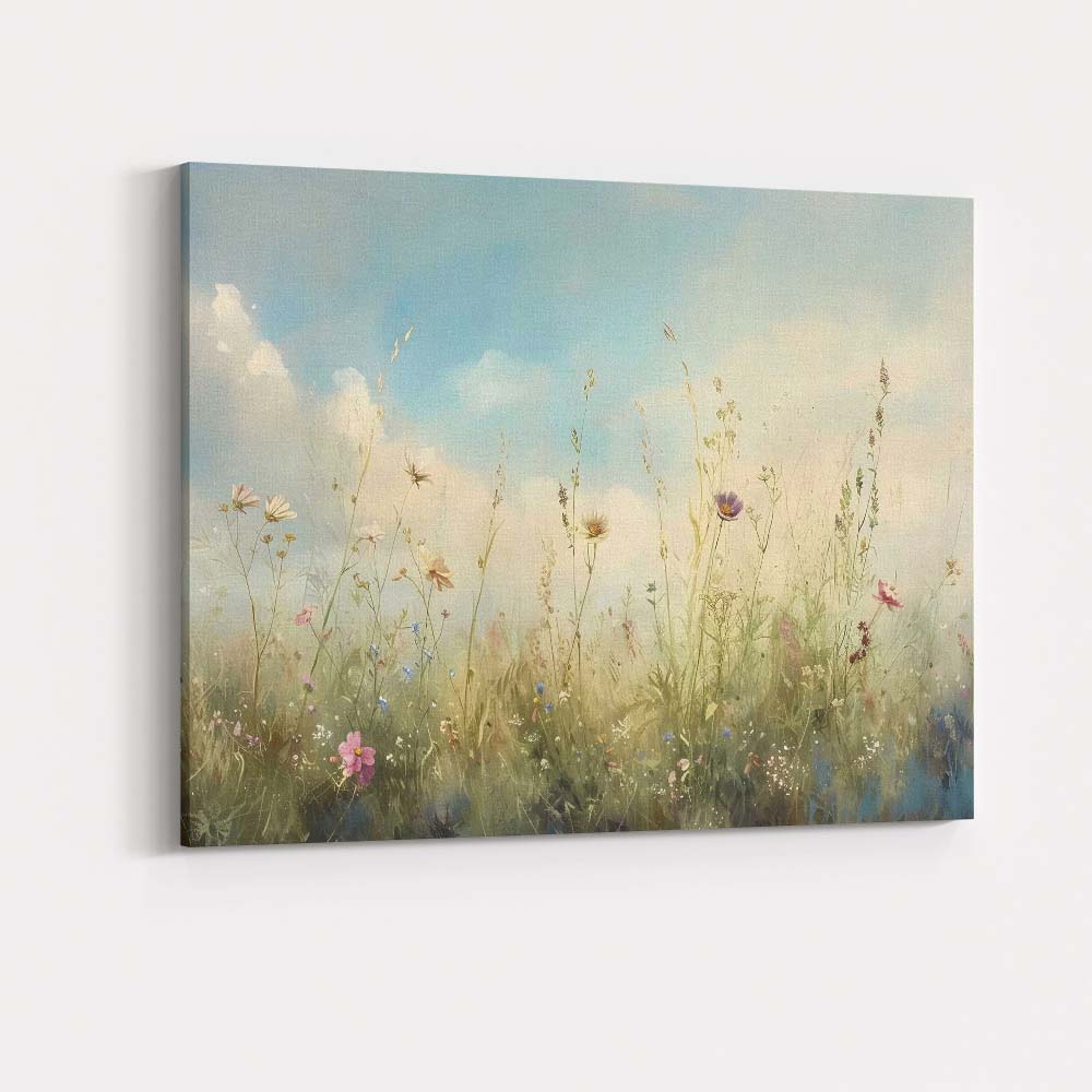 Delicate Wildflower Meadow Botanical Watercolour Landscape Canvas Wall Art Print Decor Picture Ready to Hang