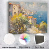 Mediterranean Coastal Village Harbour Impressionist Landscape Canvas Wall Art Print Decor Picture Ready to Hang