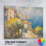 Mediterranean Coastal Village Harbour Impressionist Landscape Canvas Wall Art Print Decor Picture Ready to Hang