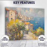 Mediterranean Coastal Village Harbour Impressionist Landscape Canvas Wall Art Print Decor Picture Ready to Hang