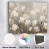 Elegant White Tulip Floral Botanical Canvas Wall Art Print Decor Picture Ready to Hang