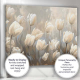 Elegant White Tulip Floral Botanical Canvas Wall Art Print Decor Picture Ready to Hang