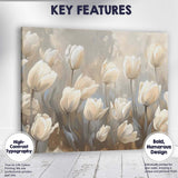 Elegant White Tulip Floral Botanical Canvas Wall Art Print Decor Picture Ready to Hang