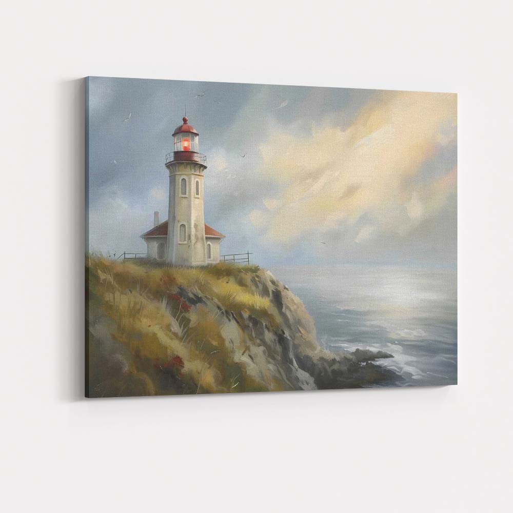 Coastal Lighthouse Stormy Sea Impressionist Seascape Canvas Wall Art Print Decor Picture Ready to Hang