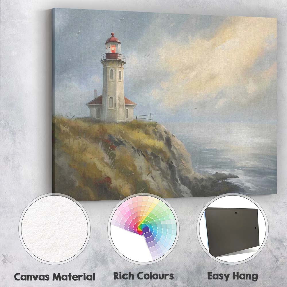 Coastal Lighthouse Stormy Sea Impressionist Seascape Canvas Wall Art Print Decor Picture Ready to Hang