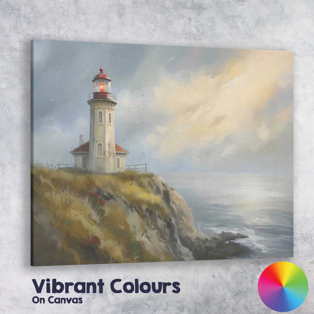 Coastal Lighthouse Stormy Sea Impressionist Seascape Canvas Wall Art Print Decor Picture Ready to Hang