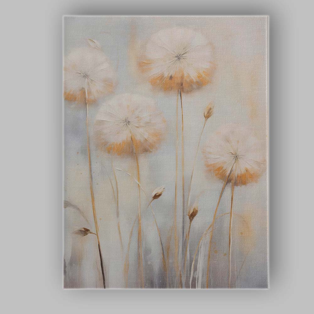 Soft Neutral Dandelion Seed Head Botanical Minimalist Floral Canvas Wall Art Print Decor Picture Ready to Hang