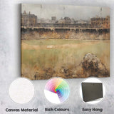Muted Industrial Riverside Urban Landscape Contemporary Impressionist Canvas Wall Art Print Decor Picture Ready to Hang