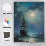 Moonlit Tall Ship Ocean Seascape Dramatic Maritime Painting Canvas Wall Art Print Decor Picture Ready to Hang