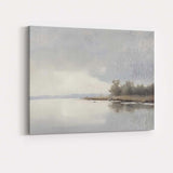 Minimalist Misty Lake Tranquil Waters Soft Neutral Landscape Canvas Wall Art Print Decor Picture Ready to Hang