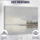 Minimalist Misty Lake Tranquil Waters Soft Neutral Landscape Canvas Wall Art Print Decor Picture Ready to Hang