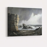 Dramatic Rocky Coast Stormy Sea Cliffs Coastal Landscape Canvas Wall Art Print Decor Picture Ready to Hang