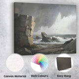Dramatic Rocky Coast Stormy Sea Cliffs Coastal Landscape Canvas Wall Art Print Decor Picture Ready to Hang