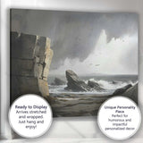 Dramatic Rocky Coast Stormy Sea Cliffs Coastal Landscape Canvas Wall Art Print Decor Picture Ready to Hang